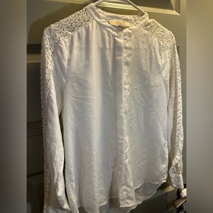 Michael Kors, white, long sleeve button up shirt.